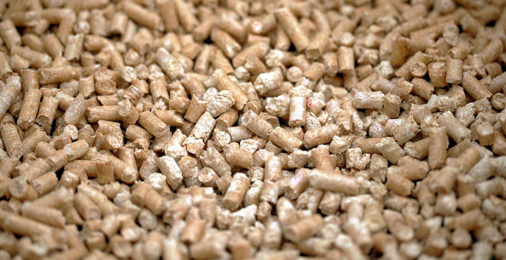 木質ペレットのクローズアップ